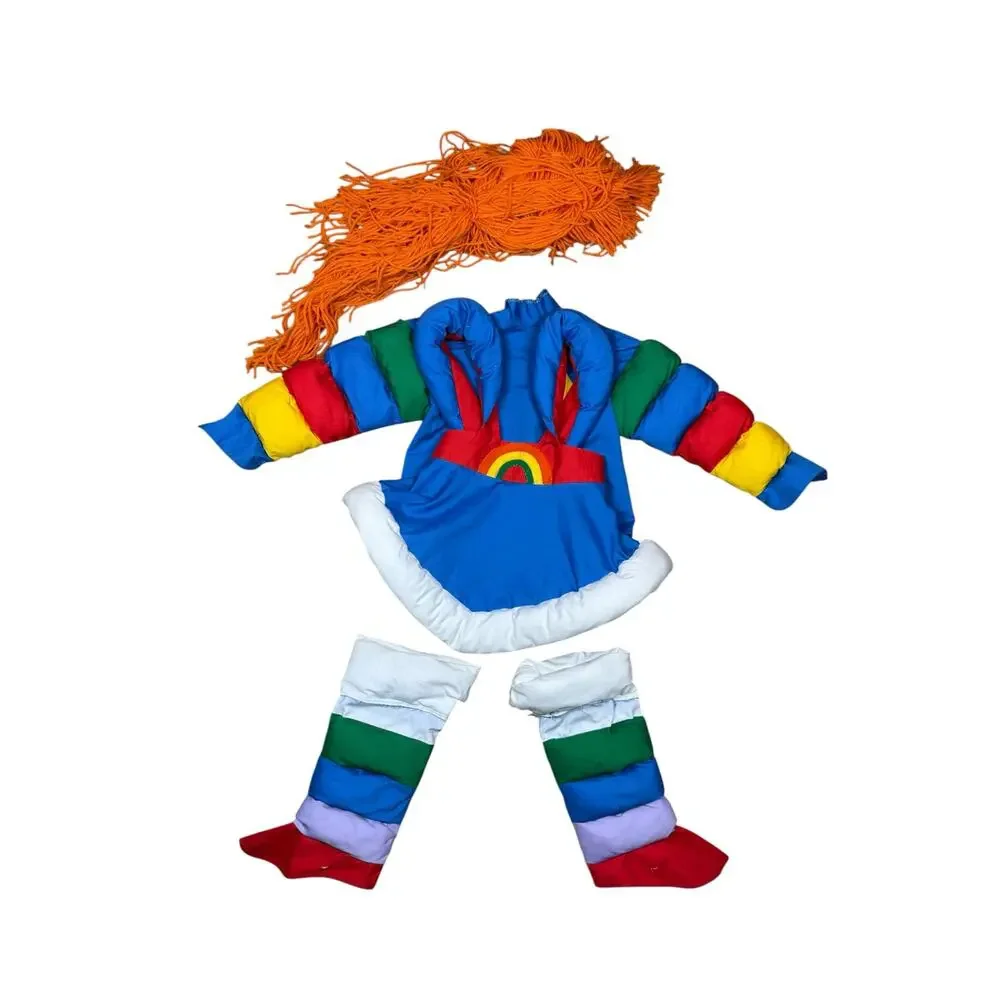 Vintage 80s Handmade Rainbow Brite Costume 3T 4T Halloween 5 Piece Outfit w/ Wig